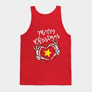 Merry Christmas Heart Love Skeleton Hands Lights Winter Holiday Seasonal Tank Top